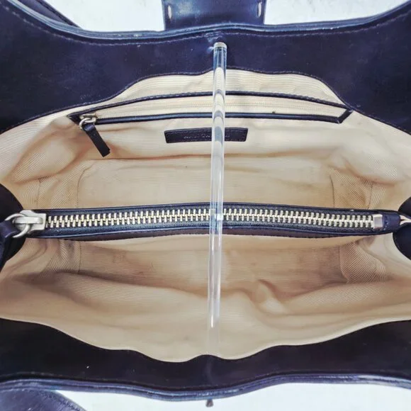 TALBOTS Black Smooth Leather Shoulder Bag Decorative Top Stitching Retro - Picture 11 of 15